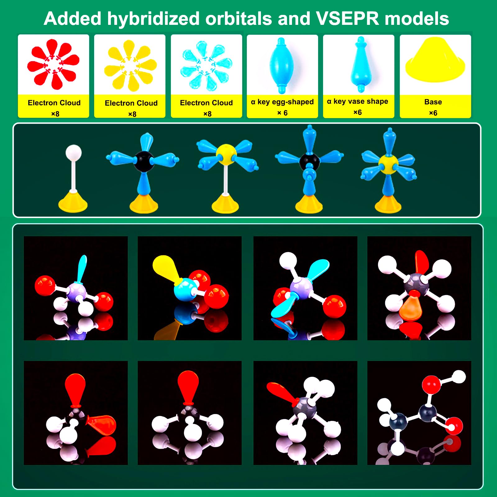 EXBEPE 406 Pcs Chemistry Molecular Model Kit,Organic & Inorganic Molecule Building Set,STEM Educational Science Supplies for Middle High School