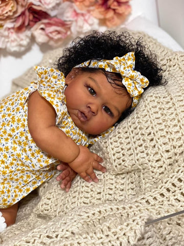 scnbom 24inch Reborn Baby Dolls Black Girls Silicone Realistic Toddler Lifelike Babies That Look Real boy Eyes Open