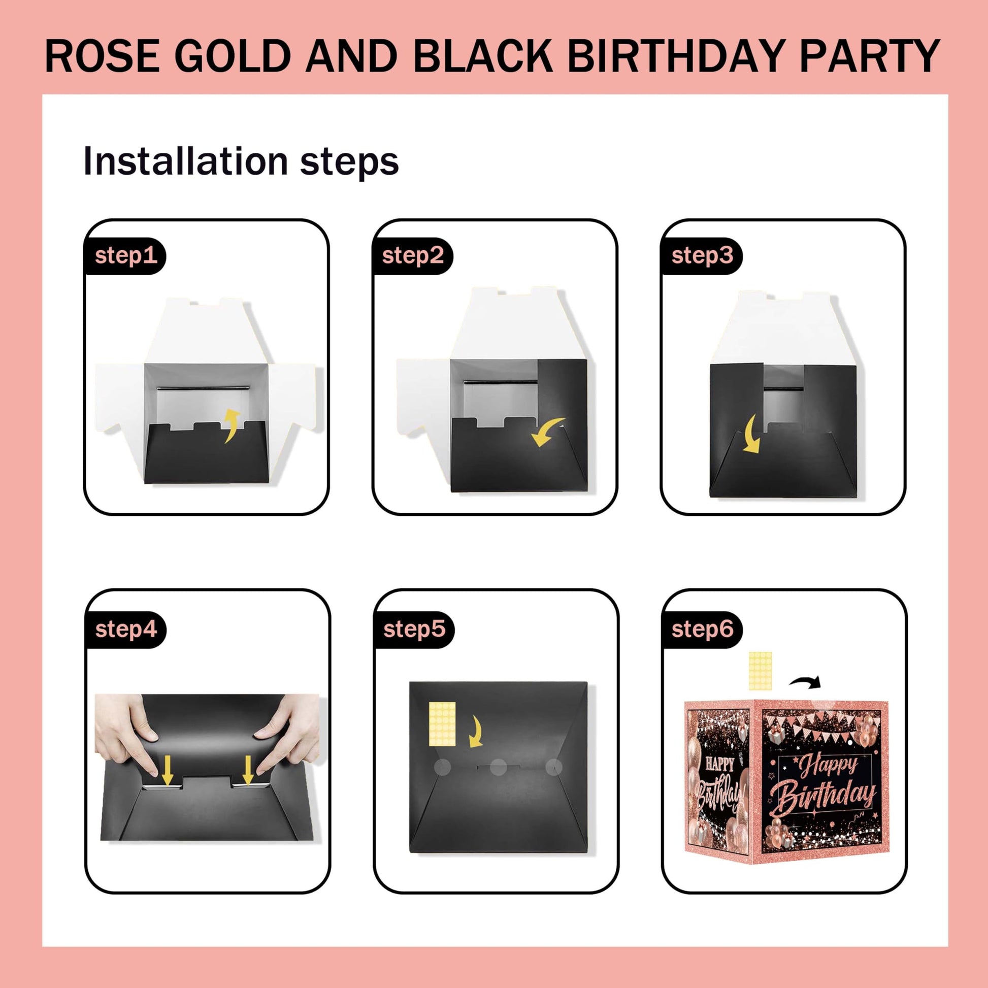 Happy Birthday Party Decorations for Women,Black PInk Balloons,Birthday Box Decor,Backdrop,Beers Foil Balloon