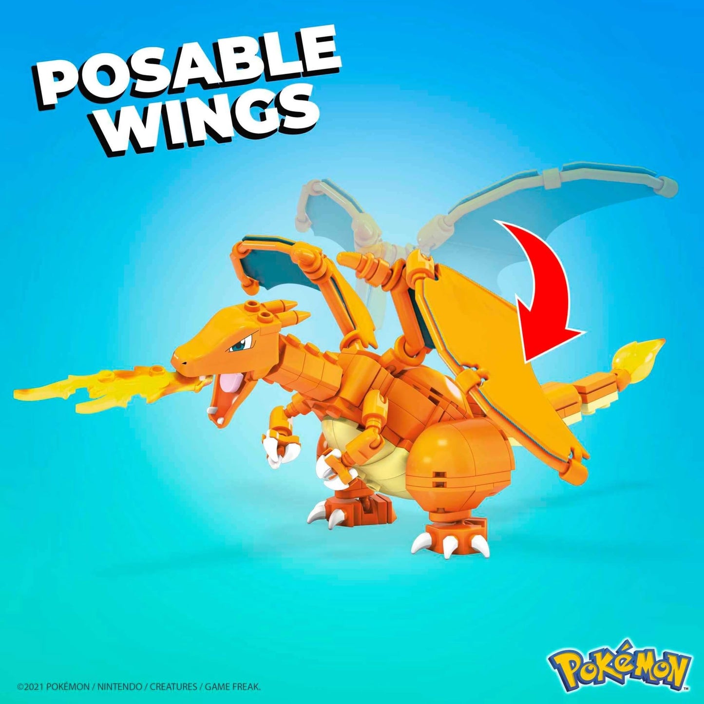 MEGA Pokémon Action Figure Building Toys for Kids, Charmander Evolution Set with 313 Pieces, 3 Poseable Characters, Charmeleon and Charizard