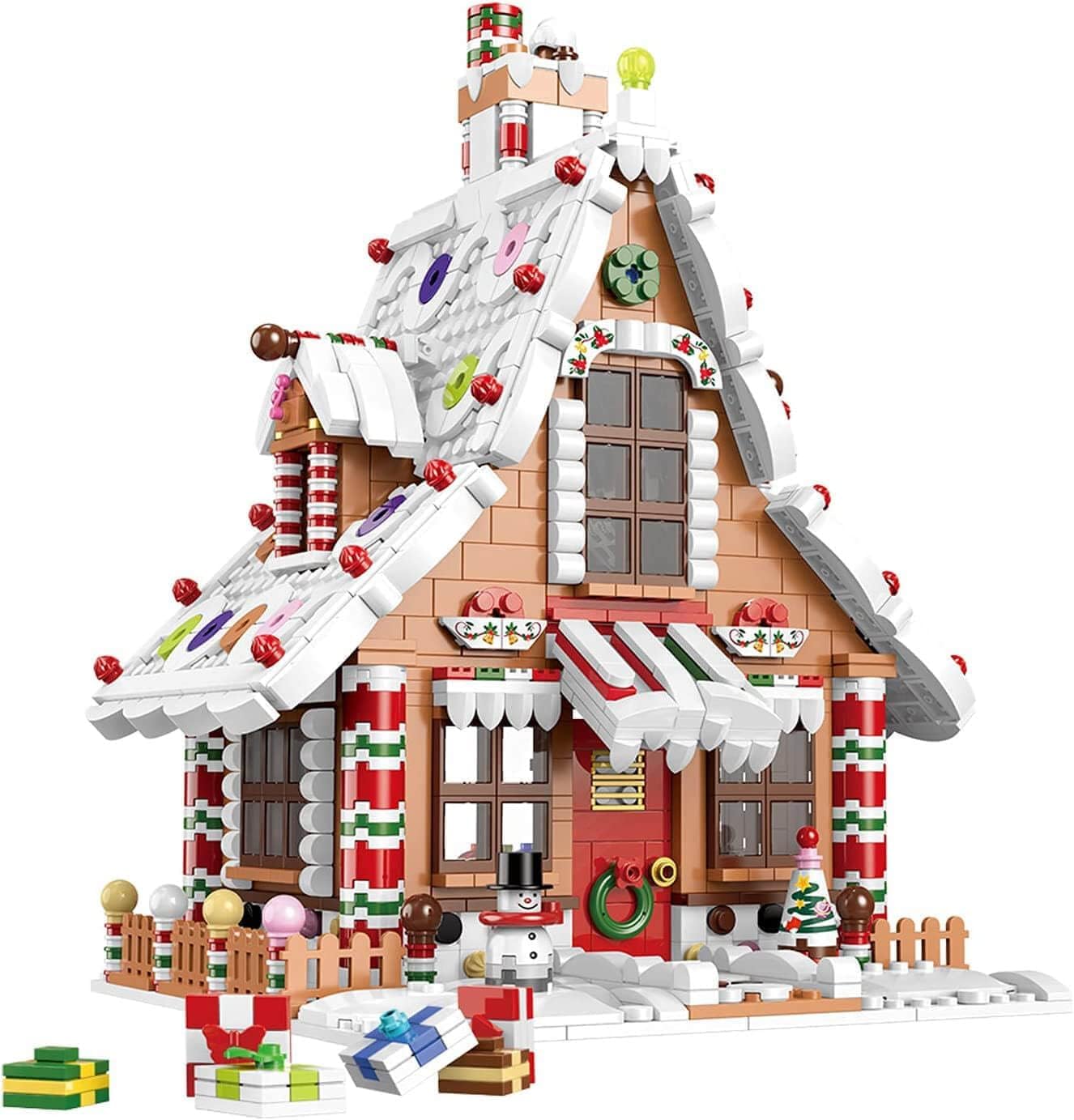 hahaspil Christmas Gingerbread House Ornaments Building Set Toys, with Led Light, for Kids, Boys, Girls & Adults, Christmas Decorations for Tabletop