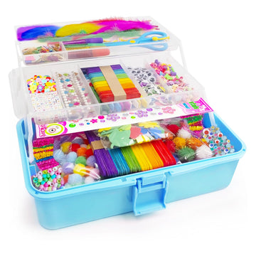 Bobbie Art Arts and Crafts Supplies for Kids- Ultimate Crafting Supply Carboodle in Portable 3 Layered Plastic Art Art Crafting Kit Birthday Gifts