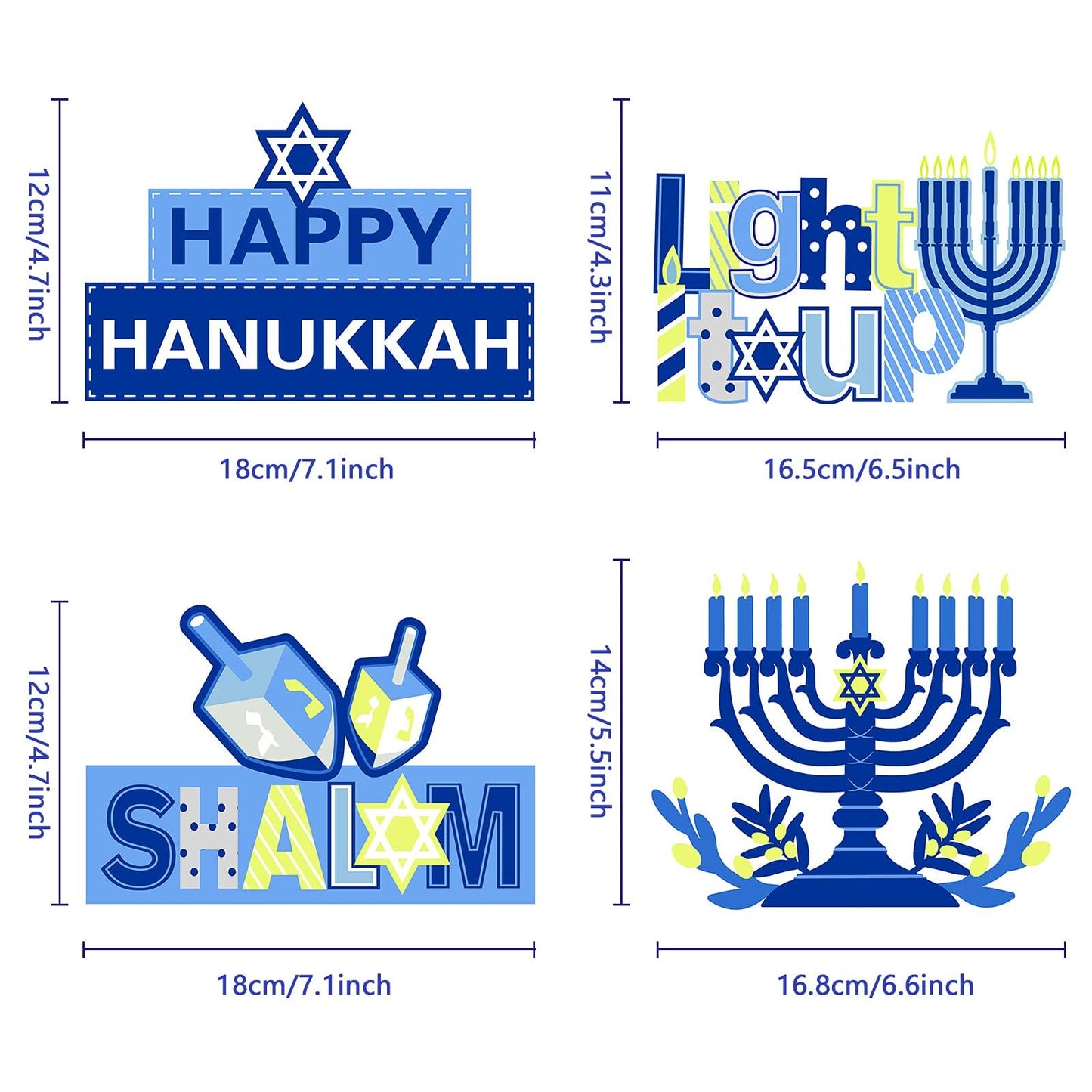 4 Pieces Hanukkah Party Decorations Wooden Chanukah Party Supplies Hanukkah Centerpieces Table Decorations for Home Holiday