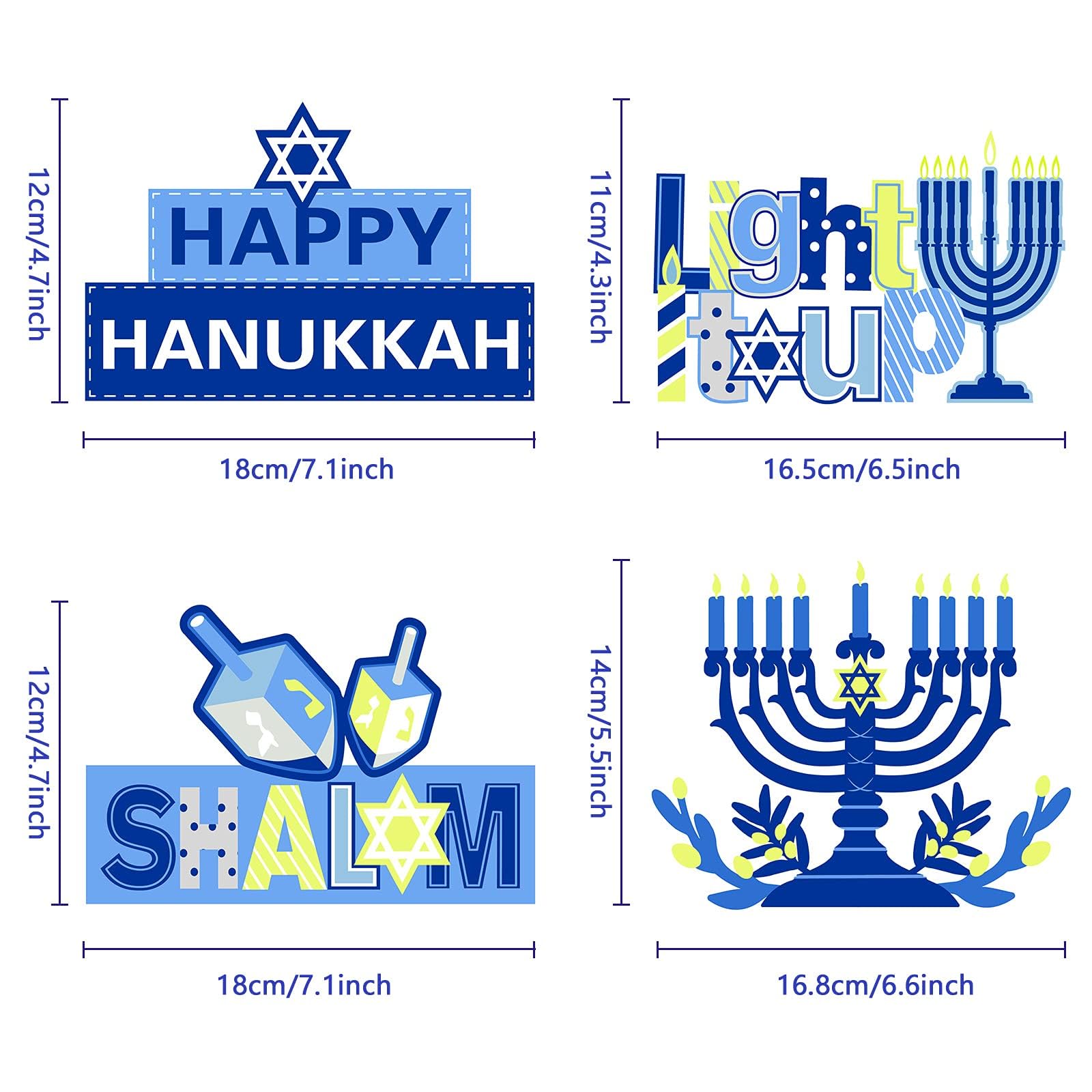 4 Pieces Hanukkah Party Decorations Wooden Chanukah Party Supplies Hanukkah Centerpieces Table Decorations for Home Holiday