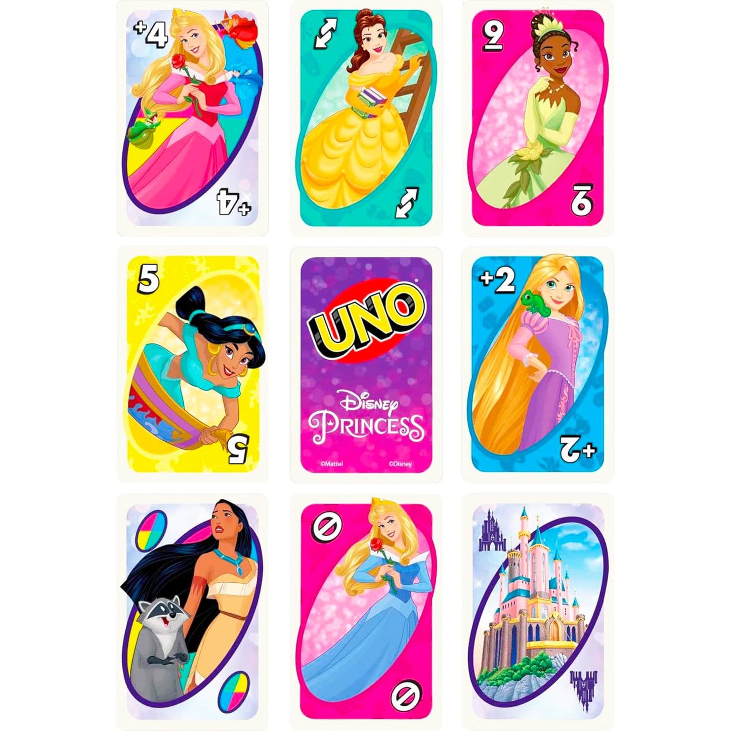 Mattel UNO Cards for Girls Set - Bundle with Disney Princess, Stitch, Barbie UNO Cards for Kids Plus Stickers | Disney Princess, Stitch, Barbie
