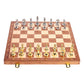 15-Inch Folding Chess Set, Wooden Board with Metal Pieces，Metal Bronze Chess Pieces, Travel Board Game with Extra 2 Queens (Gold and Silver)