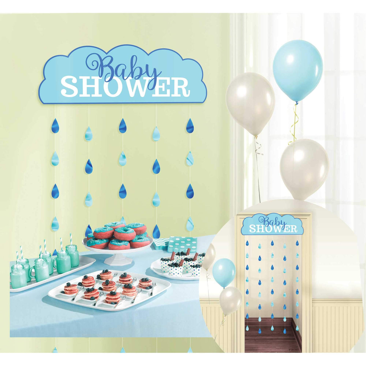 amscan Baby Shower Water Droplets Door Curtain - 1 pc