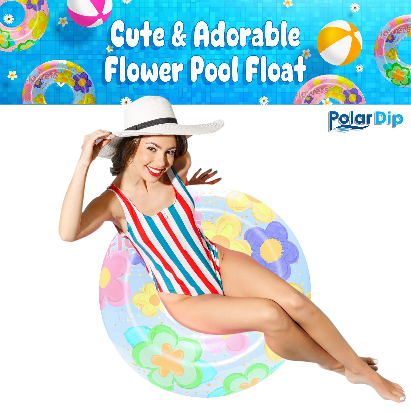 Polar Dip Pool Floats Rings for Adults - Fun Swimming Pool Ring for Pool Parties, Beach, and Outdoor Activities with Pool Floats Tube (Single Pack)