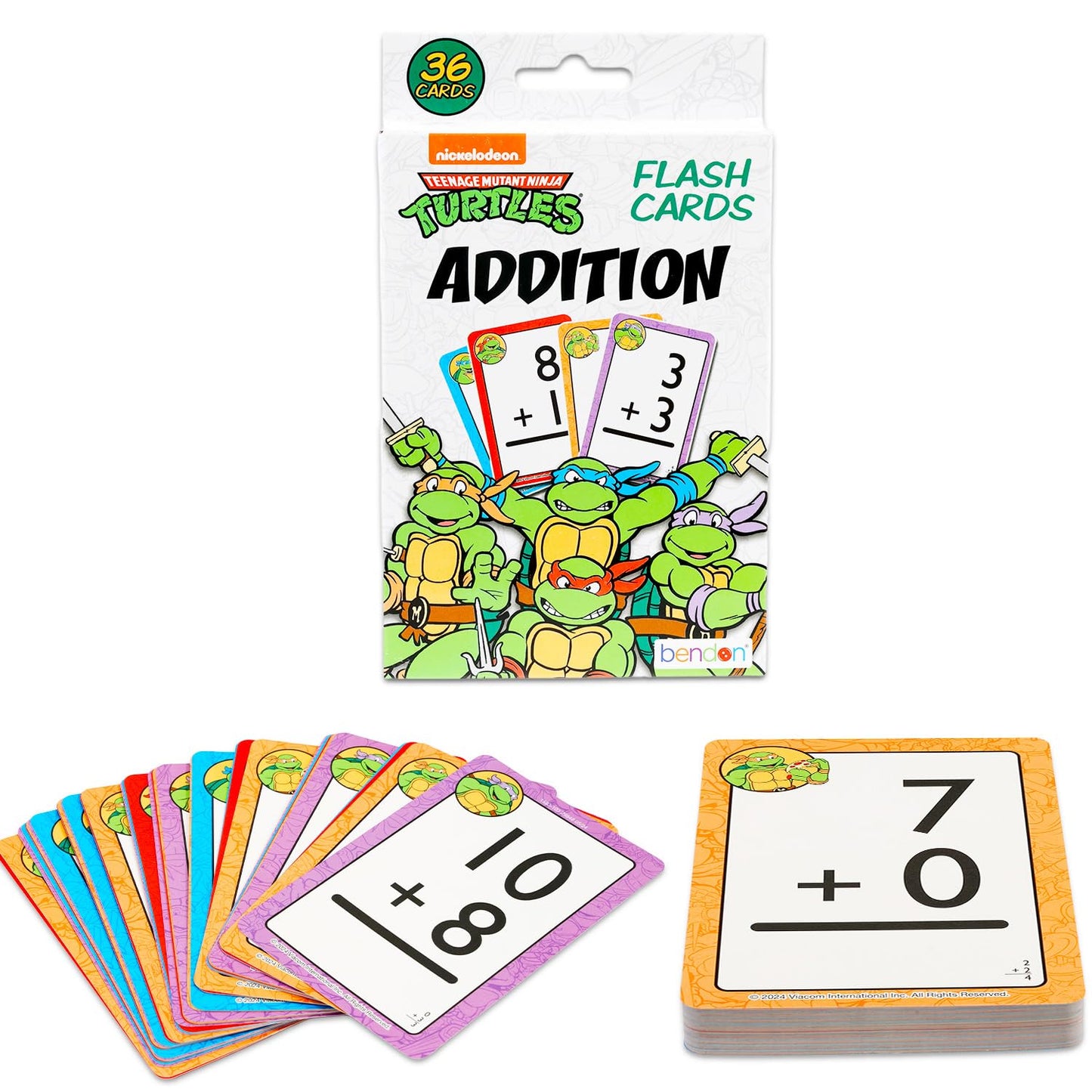 Teenage Mutant Ninja Turtles Flash Cards Set Toddler Kids - Bundle with TMNT Math Flashcards Featuring Numbers for Pre-K Boys, Girls Plus Stickers