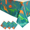 Blue Panda Dinosaur Tablecloths for Birthday Party - 54 x 108 in, Green, Pack of 3, Disposable Plastic - Dinosaur Birthday Tablecloth - Disposable
