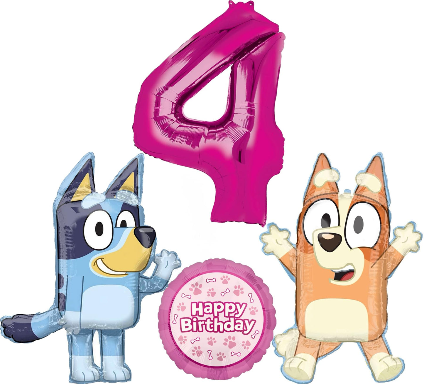 Bluey and Bingo Girl 4th Birthday Party Supplies Foil Balloons Decorations