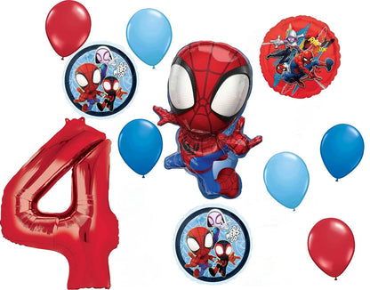 Spidey and His Amazing Friends 4th Birthday Party Supplies 11pc Balloons