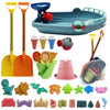IOKUKI Long Shovels Sand Toys Set with Mesh Bag Including Bath Boat, Castle Building Kit Beach Buckets, Shovels, Rakes, Molds, Outdoor Beach Toys Tool
