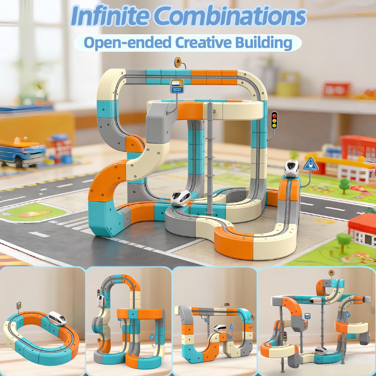 3D Electric Train Set for Kids - Magic Gravity Race Track with STEM Learning, Flexible Cubes & Blocks, Toddler Toy with Car, Ideal for Boys & Girls