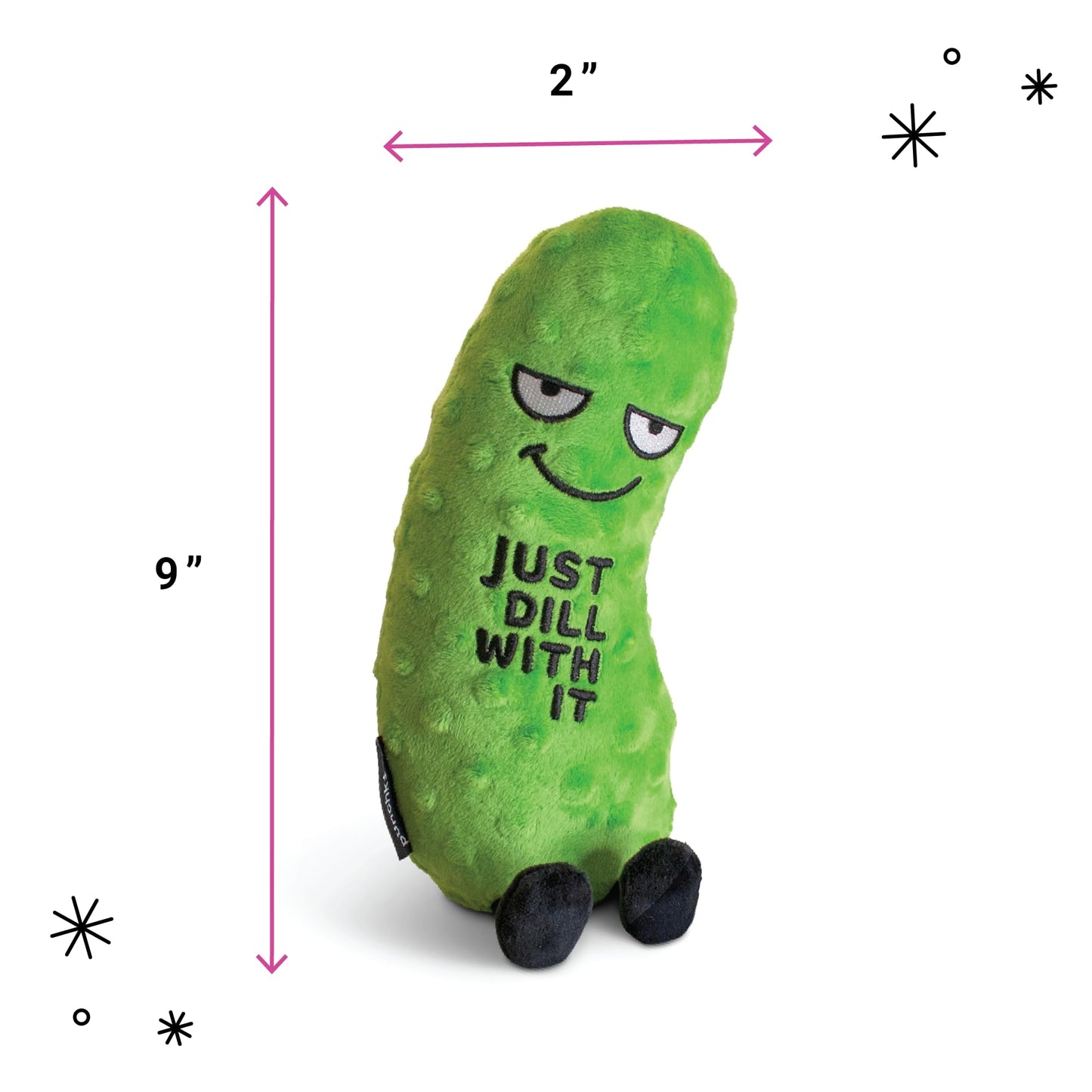 Punchkins Pickle Plushie - Just Dill with It Sassy Pickle Plush, Gift for Pickle Lovers, Food Plush Toy for Gifting