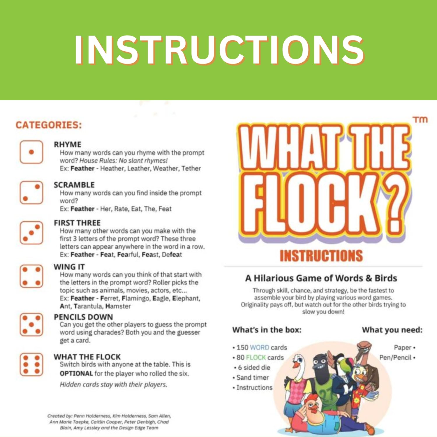 Skyler Imagination - What The Flock | A Hilarious Game of Words & Birds - Perfect for Word Enthusiasts and Bird Lovers Alike - Hours of Laughter