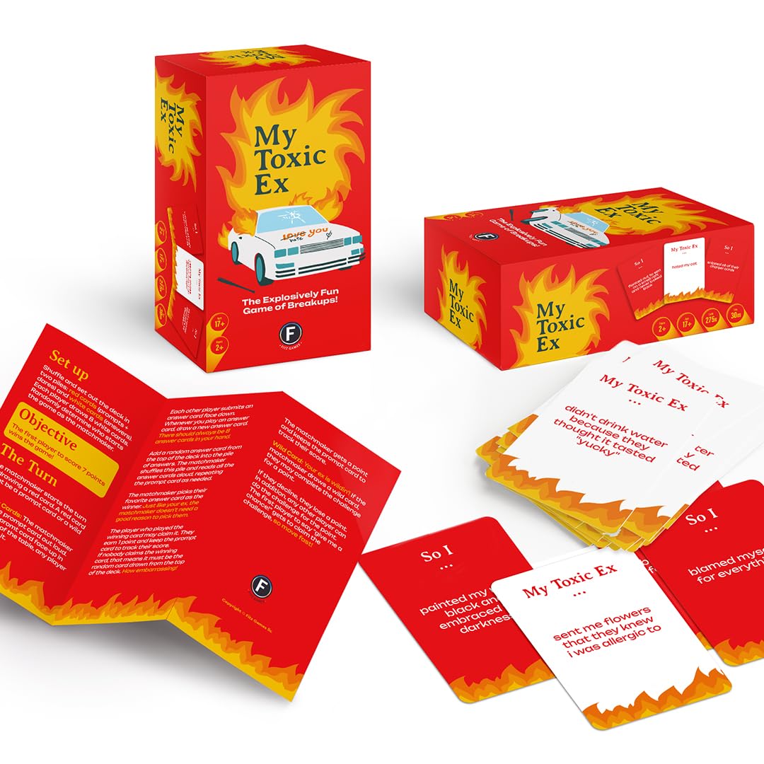 My Toxic Ex Party Game - Turn Heartbreak into Humor with 275 Hilarious Q&A Cards and Dares, Great for Big Groups and Adult Game Night, Ages 17+, 2+
