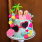 18 PCS Beach Cake Topper Summer Hawaiian Cake Decorations with Slipper and Sunglasses Clay for Swimming Pool Aloha