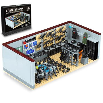 Army Military Base Building Blocks Set Toy, with 6 Police Figures and Swat TeamWeapons Pack,Compatible with Lego Armory Battle Brick,Suitable