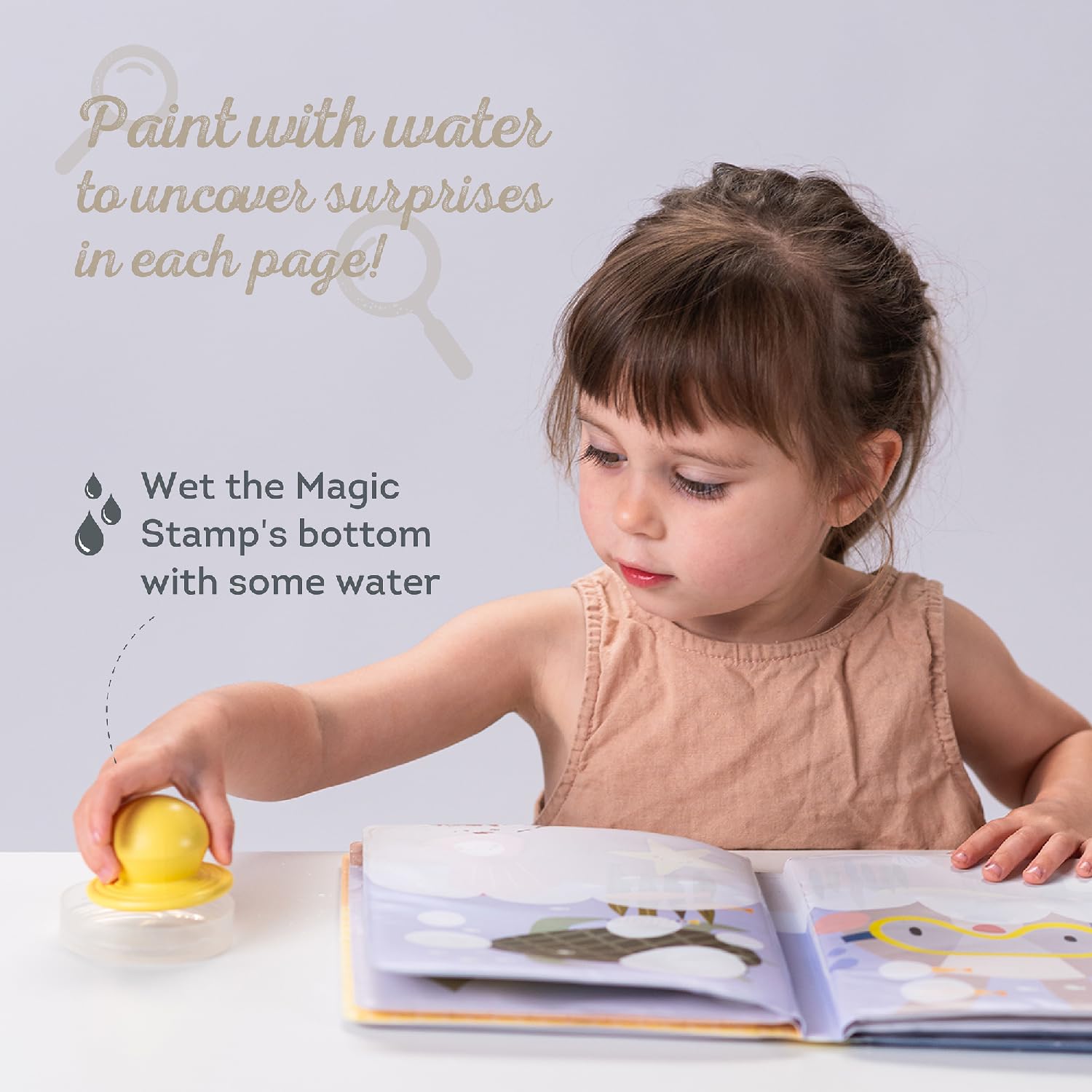 Taf Toys water reveal pad with Magic Stamp Interactive Reusable Water-Reveal Activity book for Toddlers 18 month, Non-Toxic & Quick-Drying Baby water