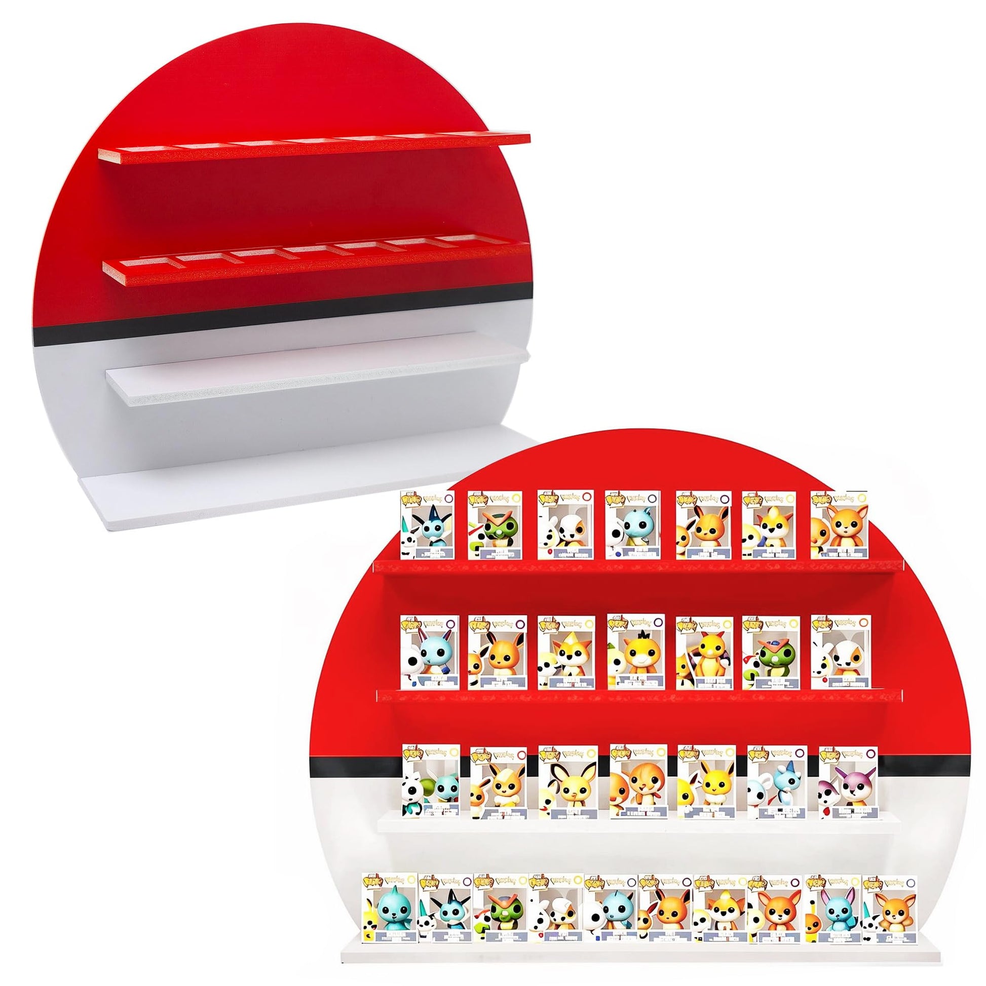 AUFGELD Display Compatible with Funko Bitty Poke-Moong Series, Organizing Stand for Bitty Pop, Wallmountable Floating Shelf, Displays 31 Bitty Pops