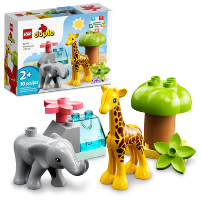 LEGO DUPLO Wild Animals of Africa 10971, Animal Toys for Toddlers, Girls & Boys Ages 2 Plus Years Old, Learning Toy with Baby Elephant & Giraffe