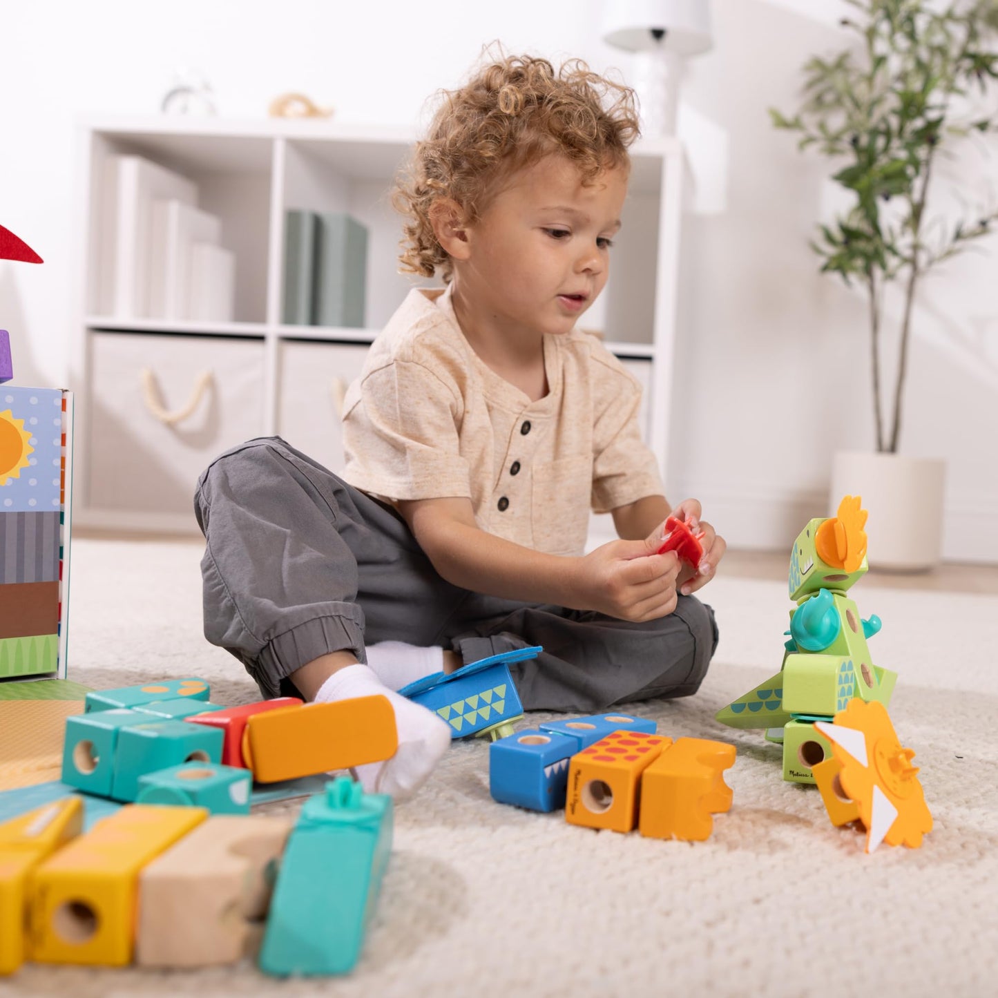 Melissa & Doug Blockables Dinosaur Wooden Building Block Toy Set