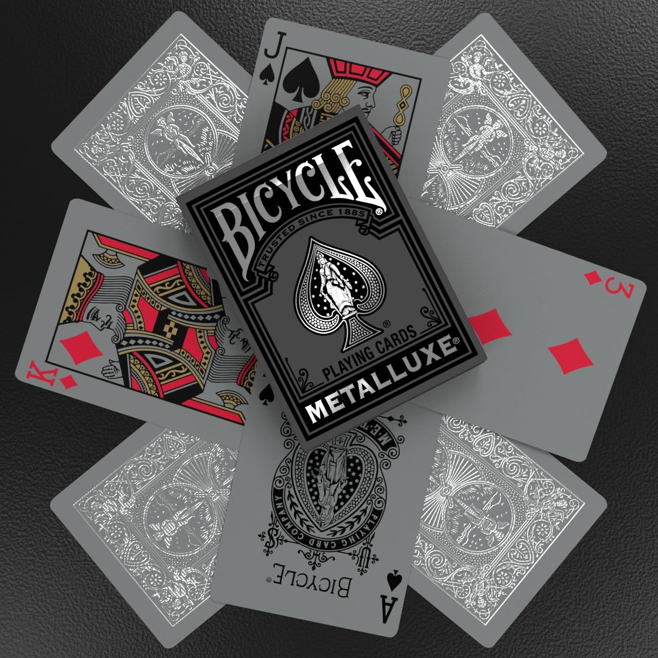 Bicycle Black and Silver Metalluxe Playing Cards - Premium Foil Metalluxe Deck- Classic Poker Size, Collectible Luxury Design, Great for Game Night