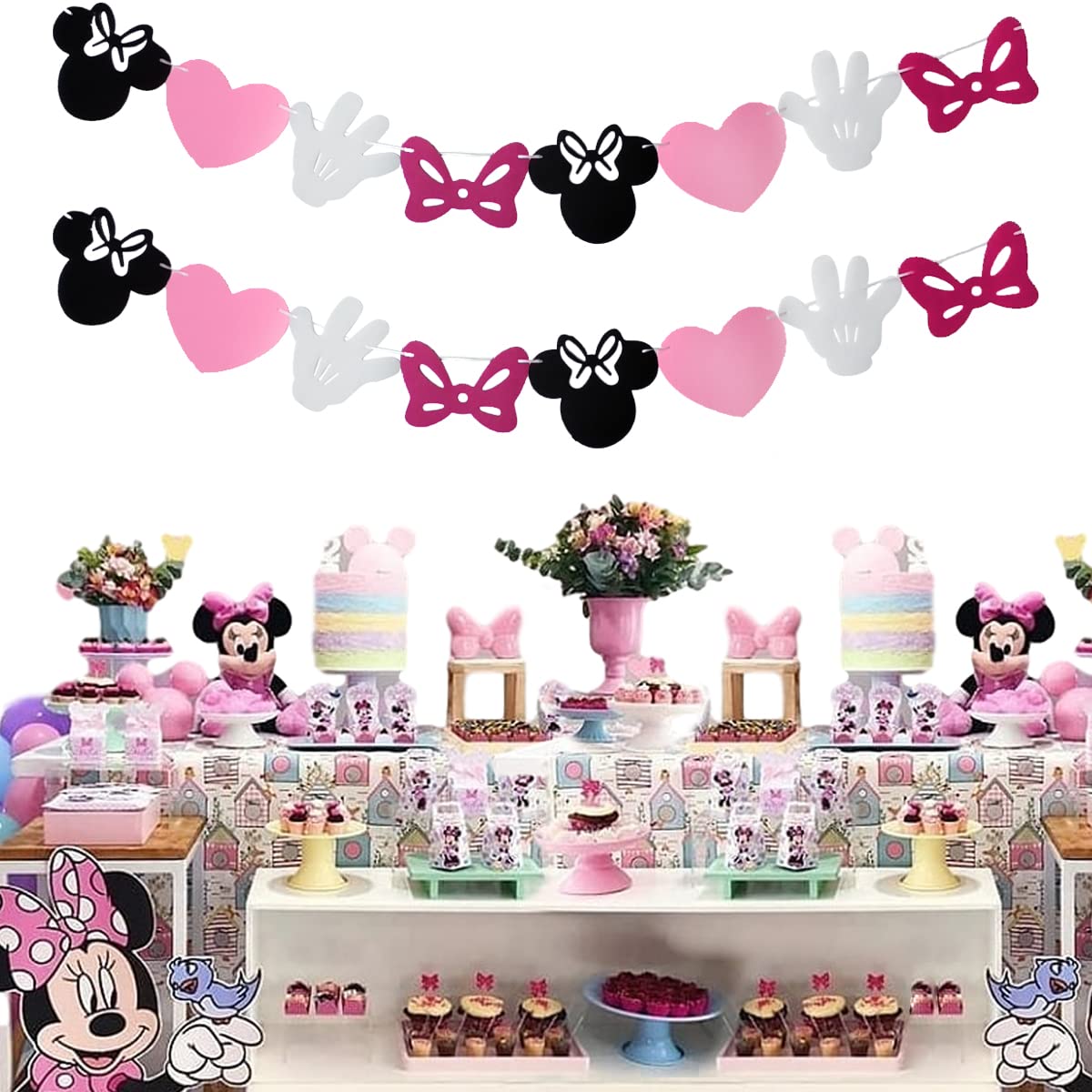 Minnie Themed Felt Garland Birthday Party Banner Decoration Supplies 2 article