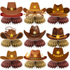 JIUJIUBER 9 Pcs Western Party Centerpiece Decorations Western Cowboy Hats Honeycomb Centerpieces for Tables Cowboy Themed Baby Shower Birthday Party