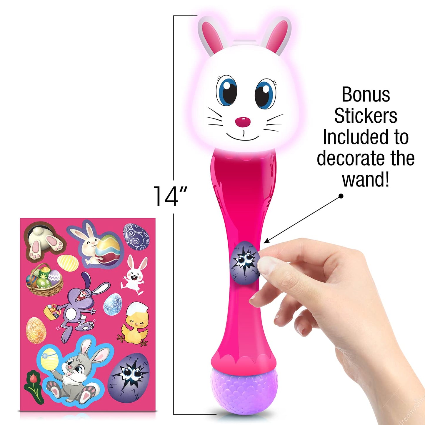 Easter Basket Stuffers for Toddler, Bunny Bubble Wand, Easter Basket Essentials, 14" Light Up Automatic Bubble Maker with LED & Music, Toys