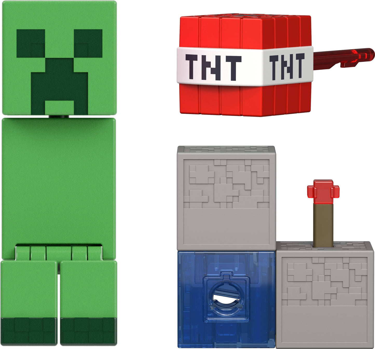 Mattel Minecraft Toys, Creeper Action Figure with Accessory & Redstone Building Piece, 3.25-inch Scale Collectible Set Inspired by Video Game