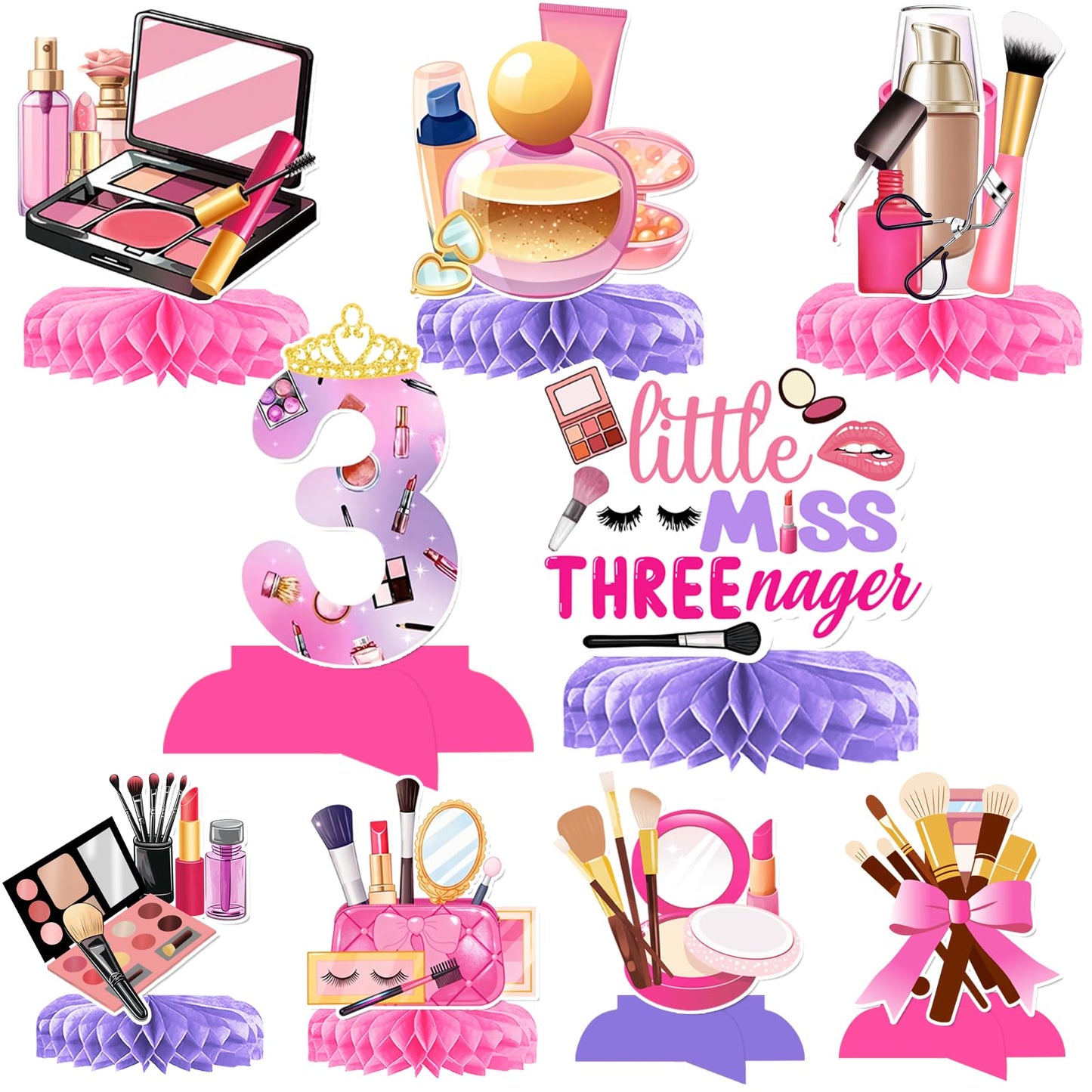 Little Miss Threenager Birthday Decorations: 9Pcs Little Miss Threenager Centerpieces Threenager Birthday Decorations Girl