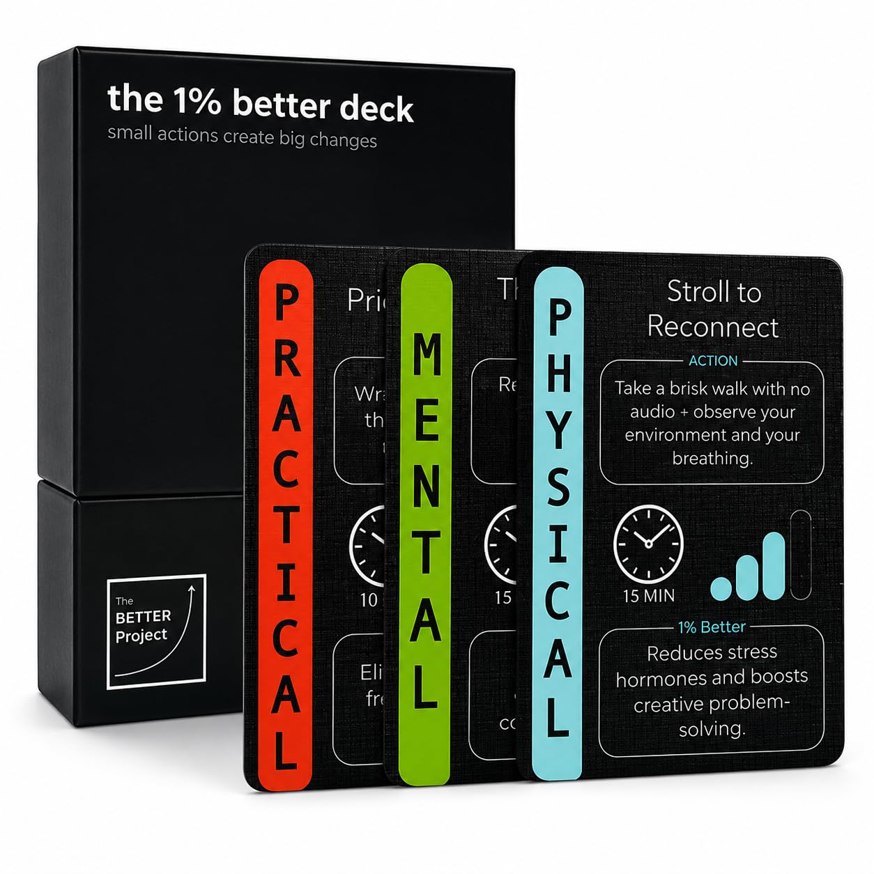 Daily Self Improvement Cards for Discipline, Productivity, Motivation & Mindset - The 1% Better Deck