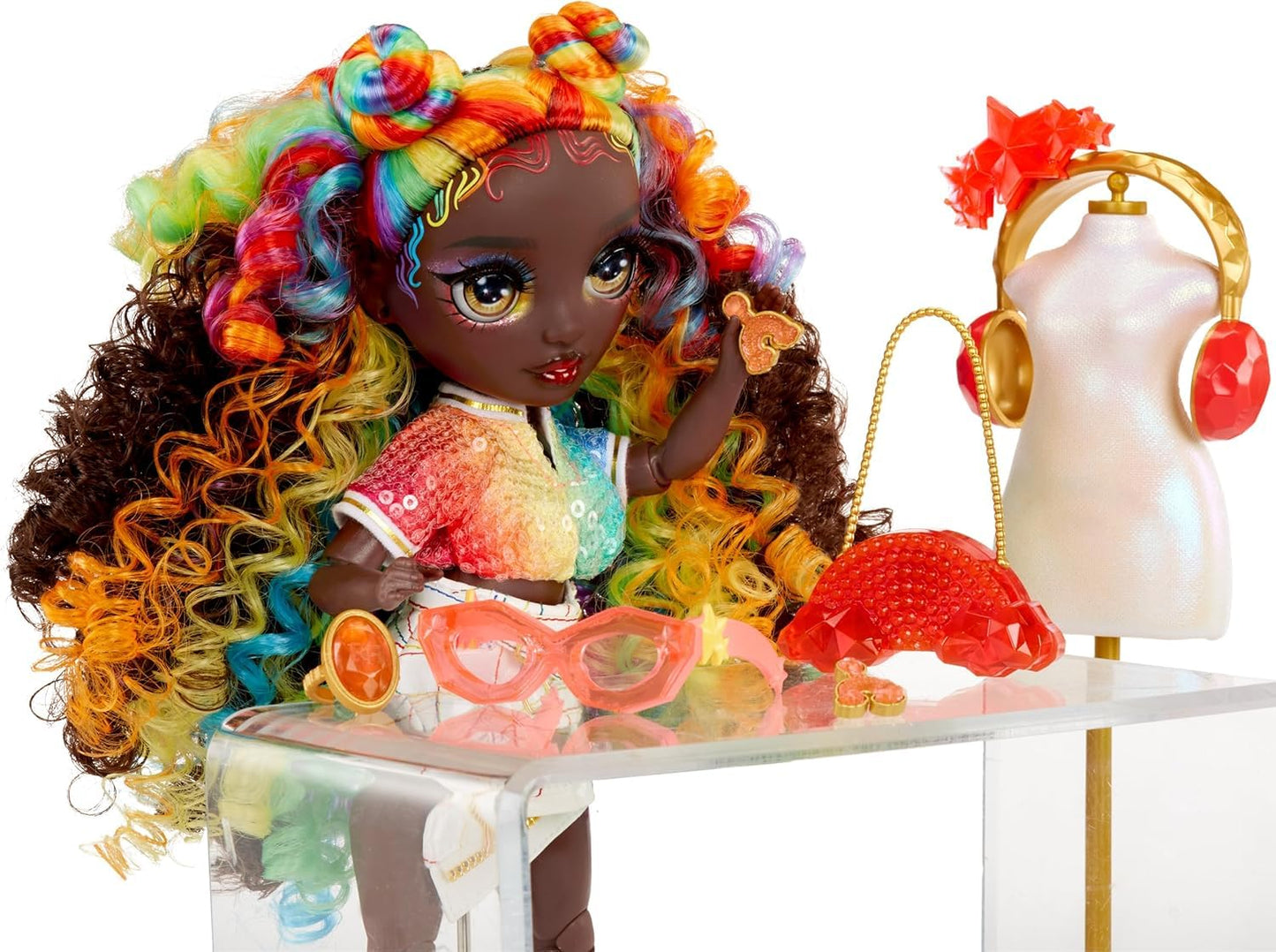 RAINBOW HIGH Creative Crystals Iris - 28 cm Rainbow Model Doll with DIY Crystal Accessory Kit, Ring for You, Resin Game, Gift for 8+ Years, Non-Edible