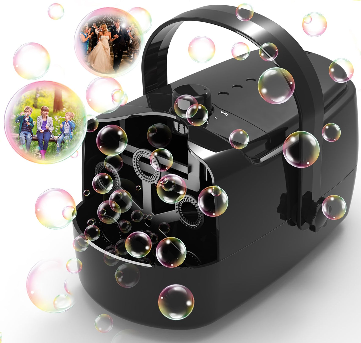 Zerhunt Durable Bubble Machine for Party: 3 Power Modes for Non-Stop Fun - 18000+ Bubbles Per Minute High Output 30 Mins Bubbles per Refill - Kids