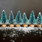 Miniature Christmas Trees, Frosted Evergreen Trees with Gold Wooden Bases, Christmas Trees with Snow, for Christmas Village, Diorama, Dollhouse or