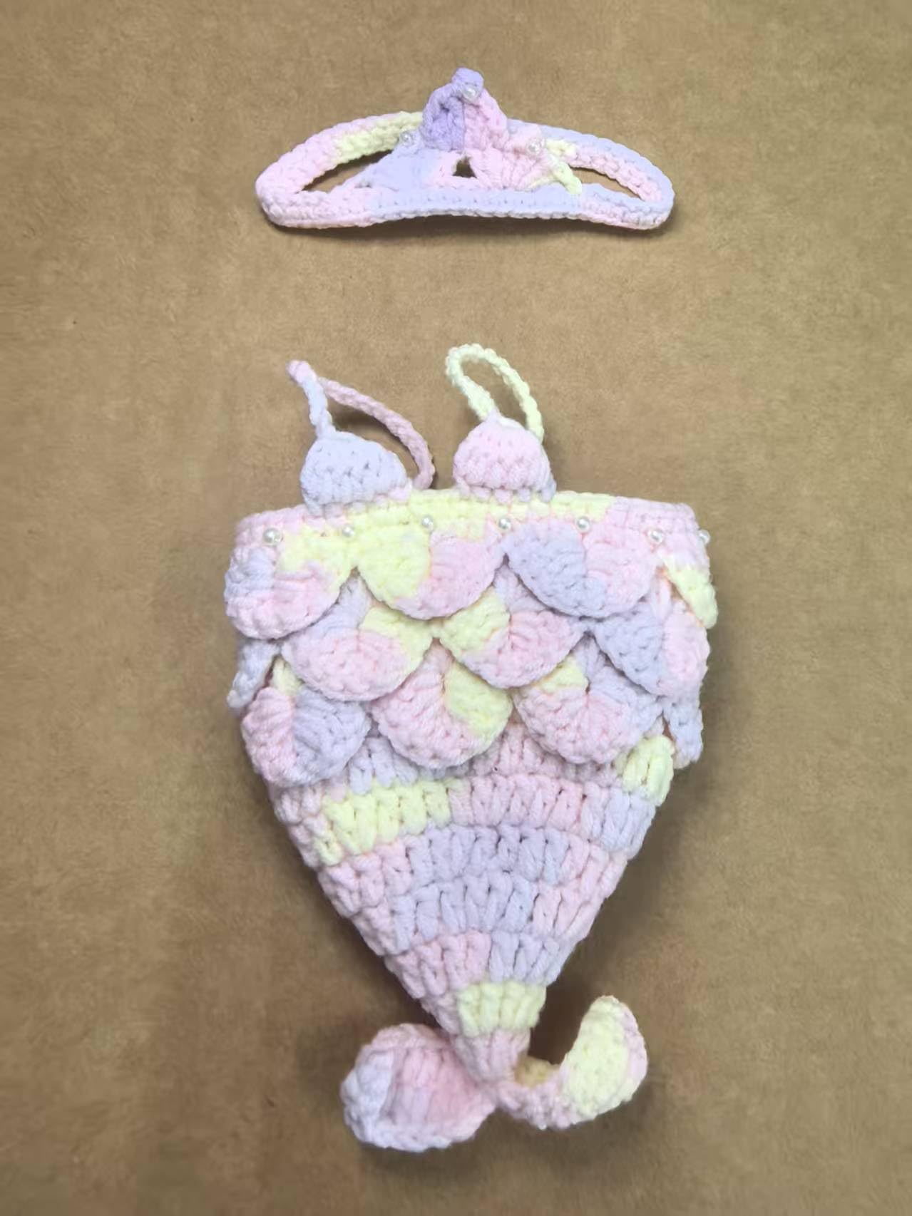 Clothes for Labubu Doll,Clothes for Doll Accessories,Hand-woven Bikini Mermaid Crochet Skirt Set,Summer Mermaid Costume Outfit Suitable