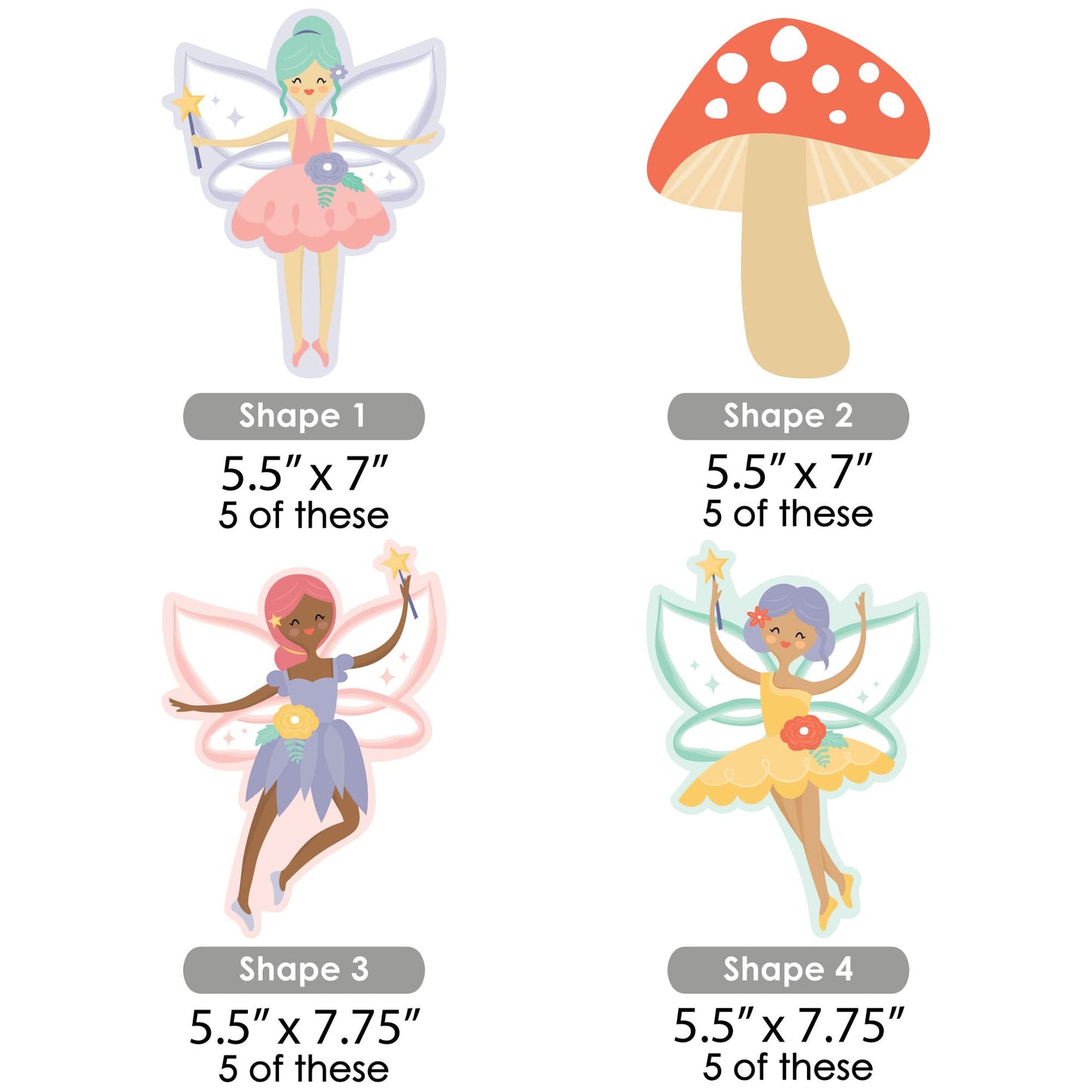 Big Dot of Happiness Let’s Be Fairies - Mushroom Decorations DIY Fairy Garden Birthday Party Essentials - Set of 20