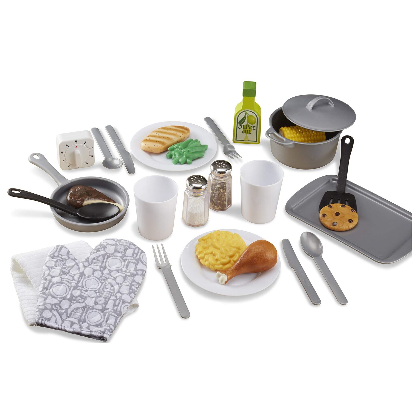 Melissa & Doug 22-Piece Play Kitchen Accessories Set with Play Food & Wooden Toys, Pot, Pans, Utensils & More, Preschool Learning Toys for Girls &