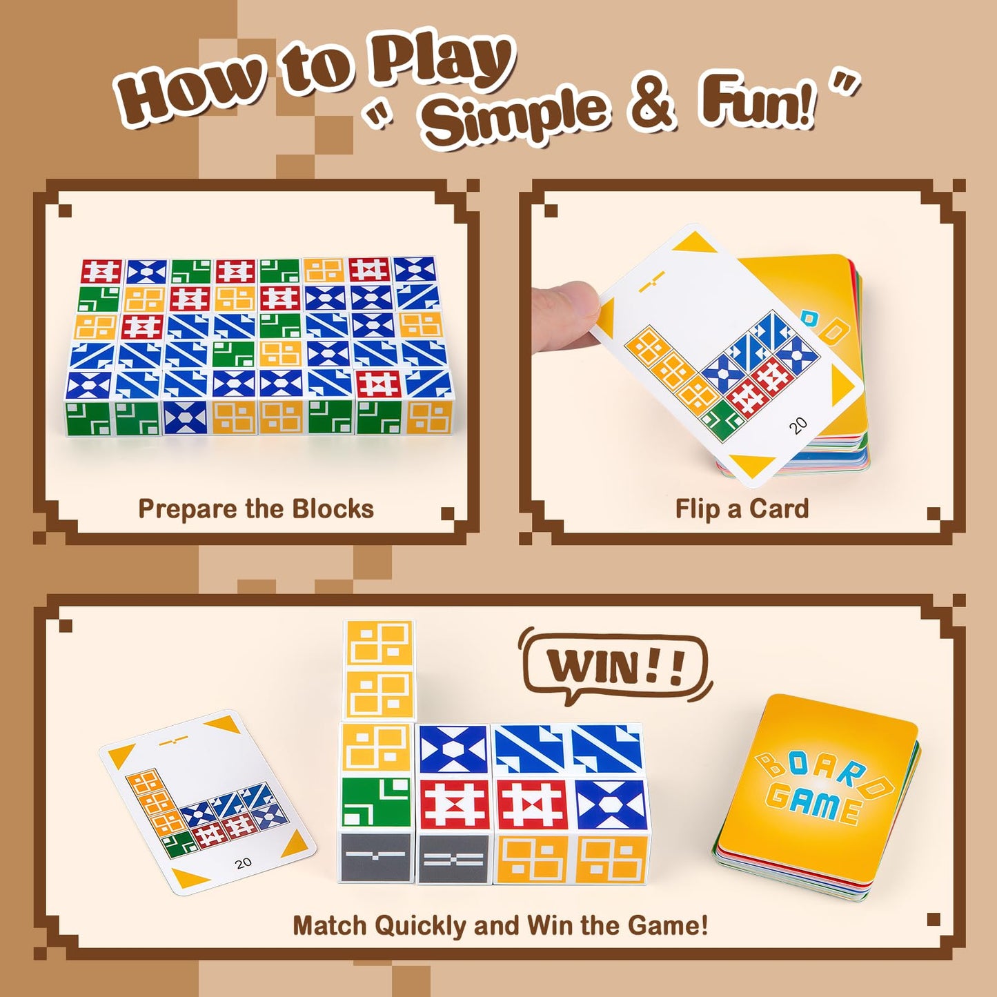 IBLOTIME Shape Color Rush Board Game Easter Strategic Pattern Matching Game 2 to 4 Players Fast Logic Challenge Game Night Gift Christmas Birthday