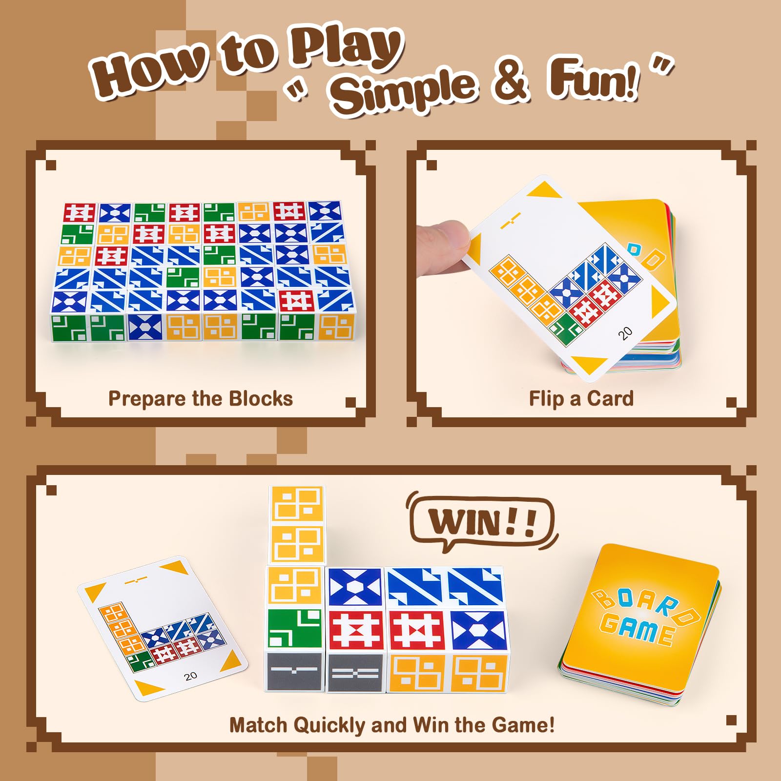IBLOTIME Shape Color Rush Board Game Easter Strategic Pattern Matching Game 2 to 4 Players Fast Logic Challenge Game Night Gift Christmas Birthday
