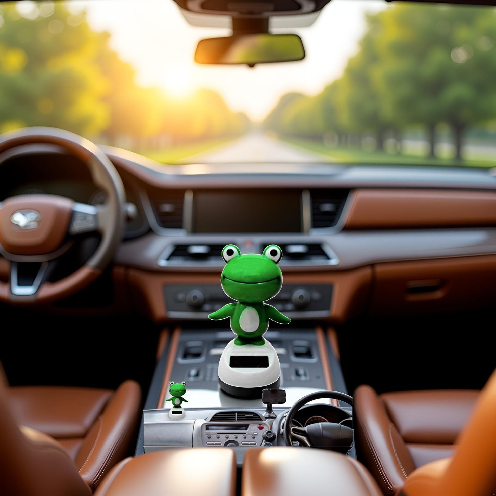 Jizlan Green Solar Bobblehead - Long-Lasting Frog Bobble Dancer Toy, Decorative Solar Energy Figurine | Eco Friendly Solar Dashboard Shaking Toy