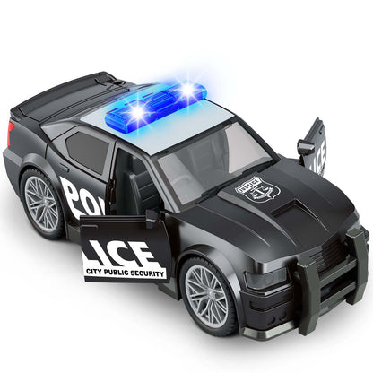 Police Car Toys for Boys 3-5 4-8 With 3 Different Flashing Lights & Sound, Side Doors Open Friction-Powered Wheels Pursuit Rescue Vehicle Light Up Toy