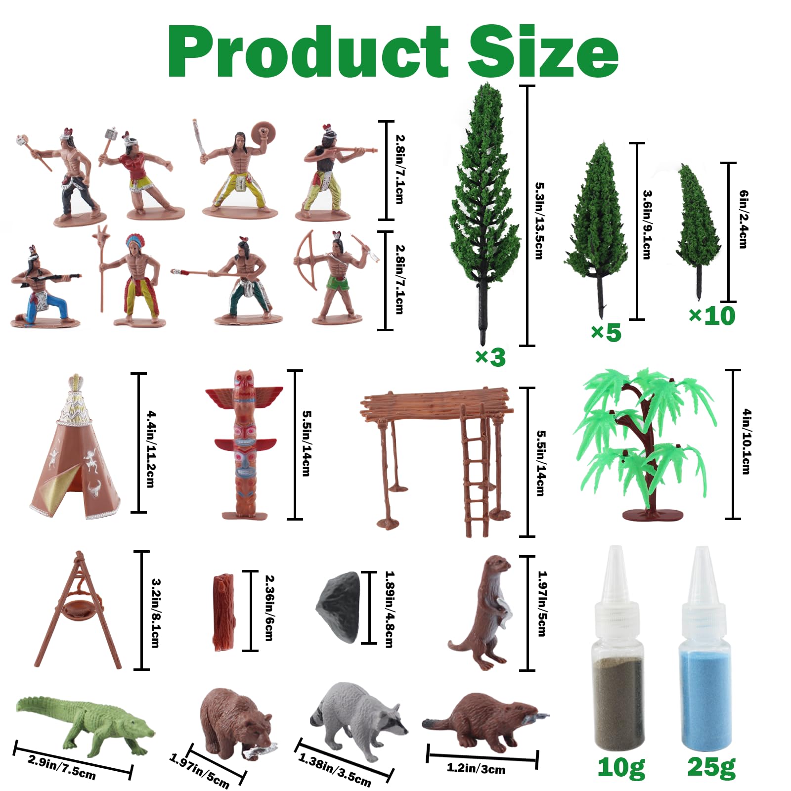 TUSAUW 57 Pcs Plastic Indians Figures Playset Toy,Native American Indians Action Figurines and Accessories with Horse, Tent, Totem for School Diorama