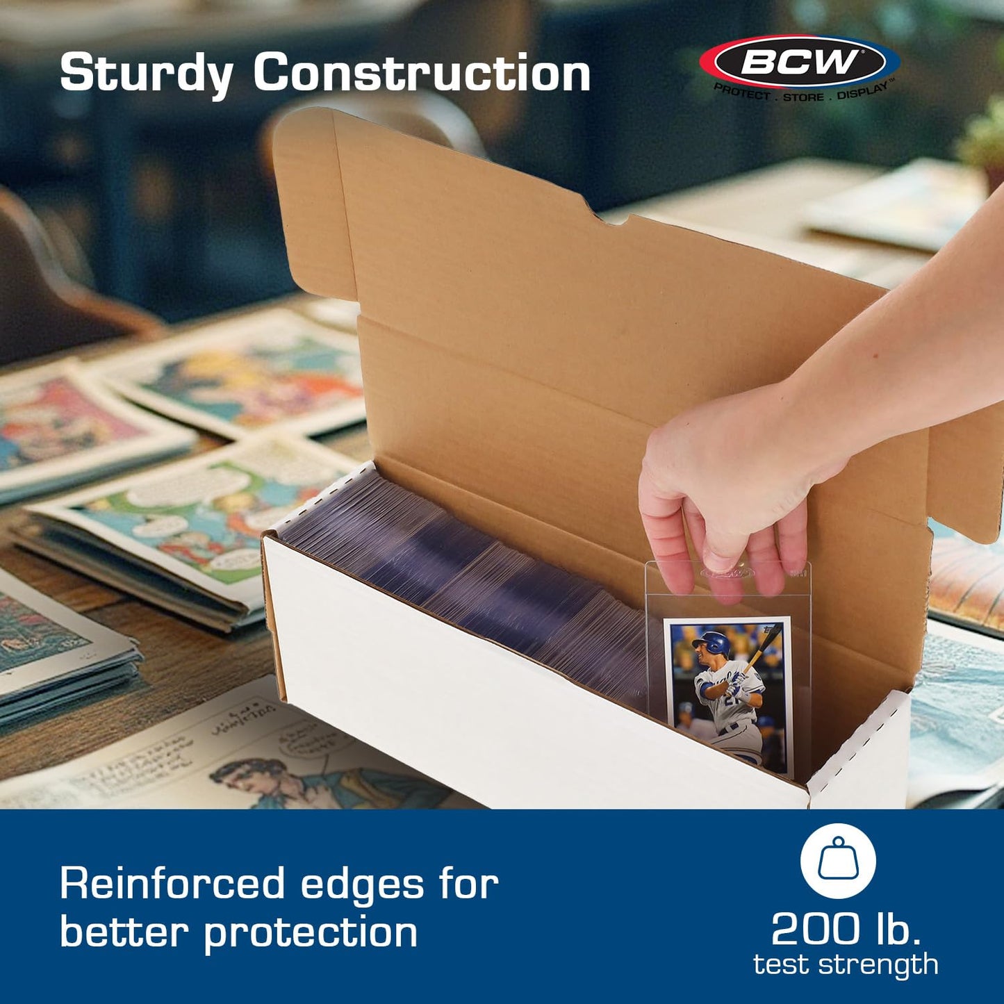 BCW 14-Inch Semi-Rigid #1 Storage Box - 1 Pack | Holds 350 Semi-Rigid Card Holders | Vertical Card Organizer | Ideal for Sports, Trading Cards