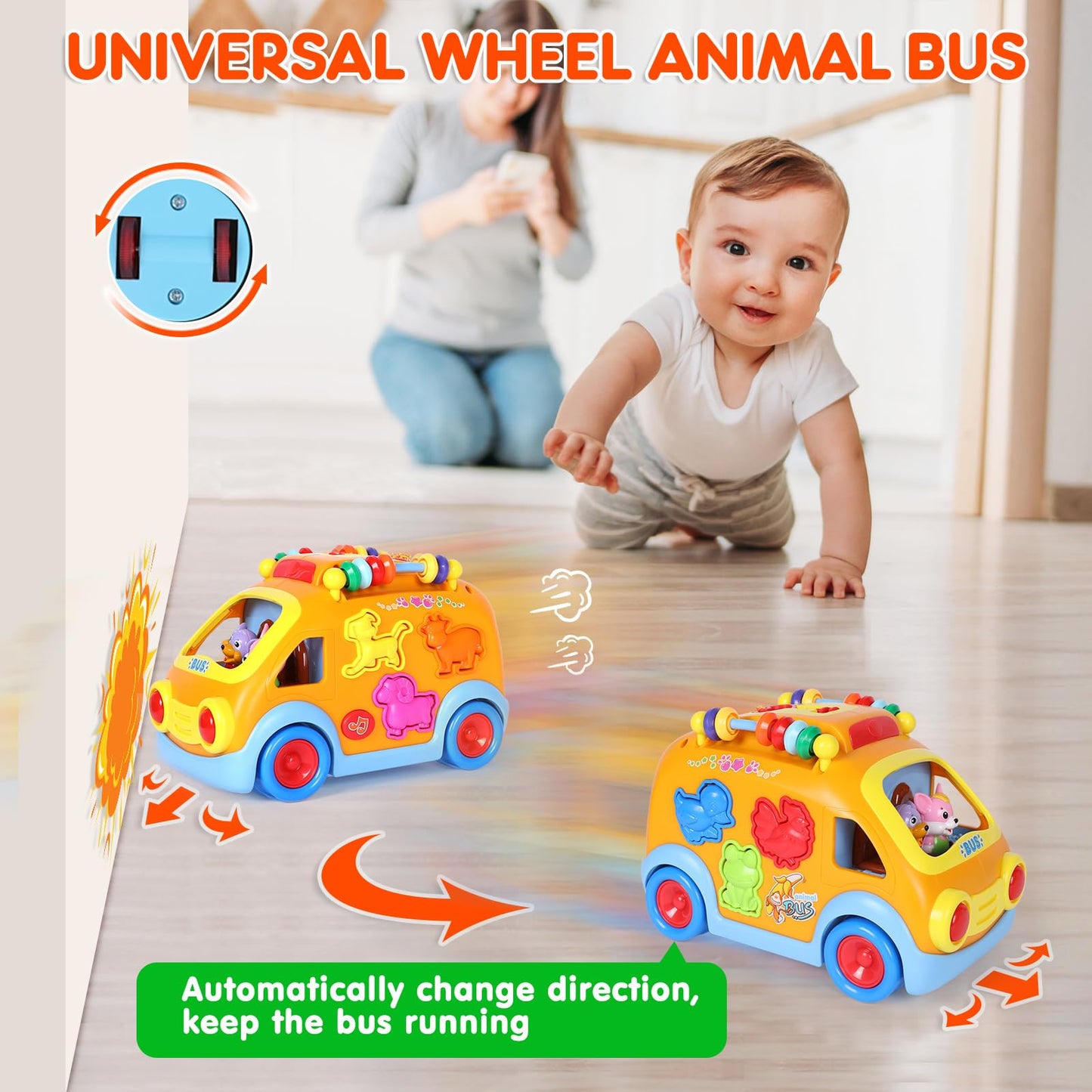 Musical Learning Crawling Toy Cars for 2-3 Year Old Boys Girls