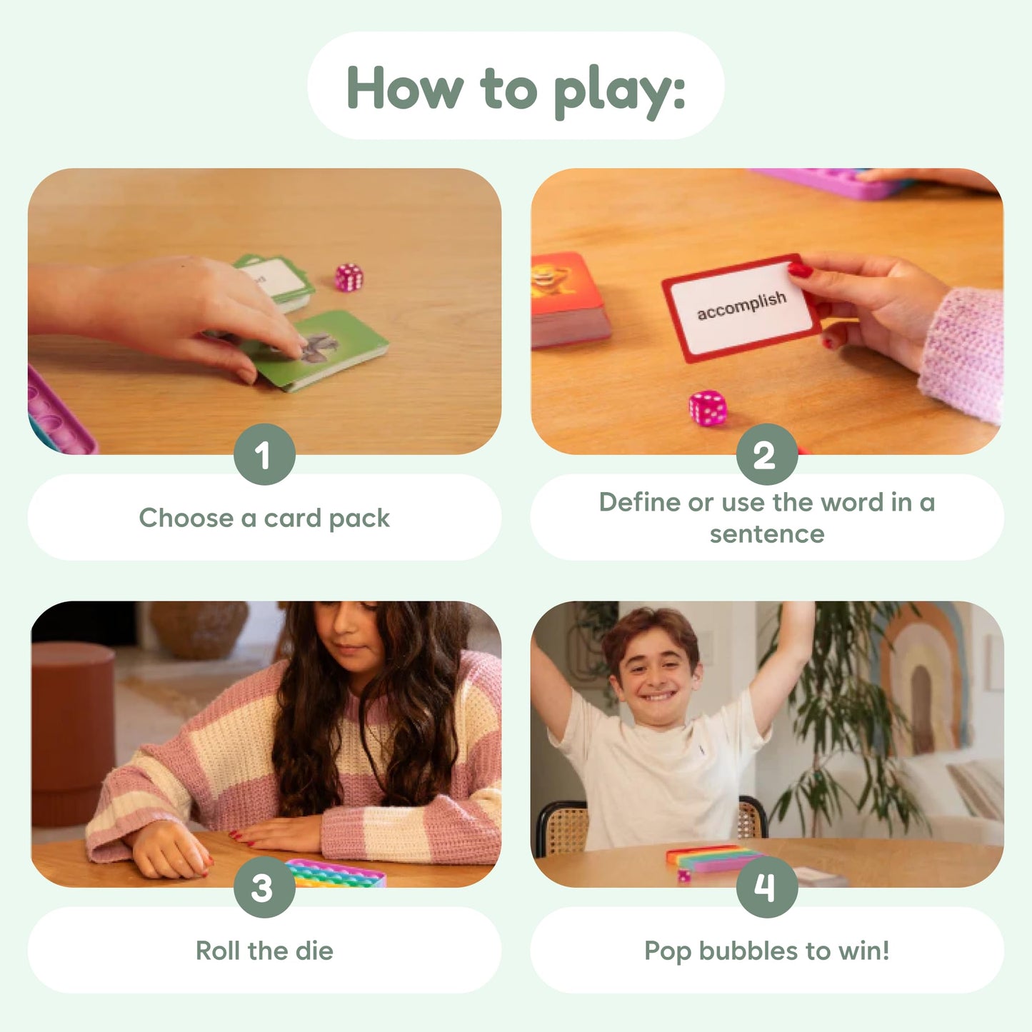 The Fidget Game Vocabulary Words, Flash Card Game, Grade 4-6, Ages 9-12