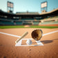 3Pcs/Set Khaki Dollhouse Baseball, 1/12 Scale Miniature Accessories, Wood Miniature Baseball Glove Set for Scene Decor