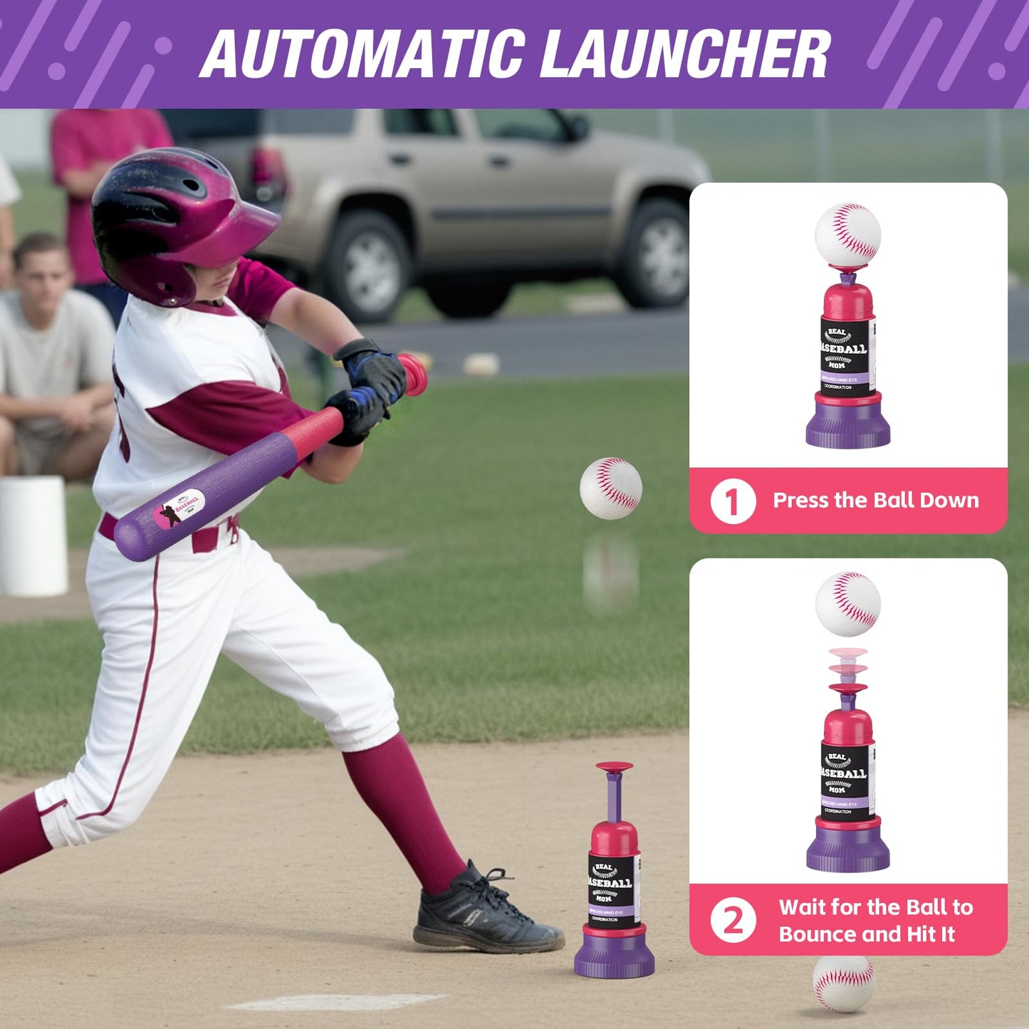 QDRAGON 4 in 1 Tball Set for Kids 3-5 with Toss and Catch Ball Set